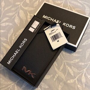 Michael Kors Black Card Holder with Silver Logo